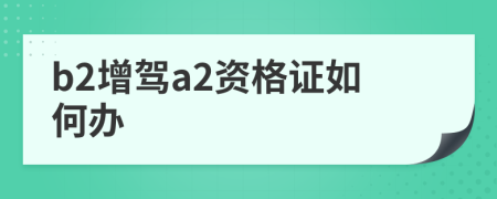 b2增驾a2资格证如何办