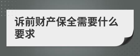 诉前财产保全需要什么要求