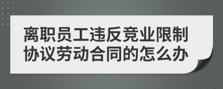 离职员工违反竞业限制协议劳动合同的怎么办