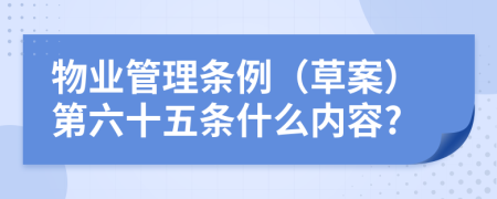 物业管理条例（草案）第六十五条什么内容?