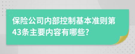 保险公司内部控制基本准则第43条主要内容有哪些?