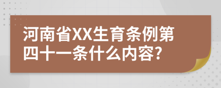 河南省XX生育条例第四十一条什么内容?