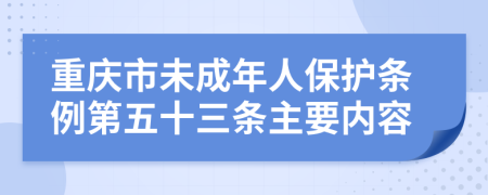 重庆市未成年人保护条例第五十三条主要内容