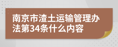 南京市渣土运输管理办法第34条什么内容