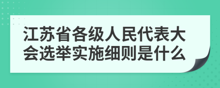 江苏省各级人民代表大会选举实施细则是什么