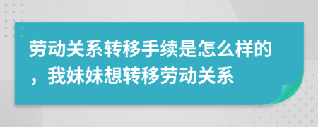 劳动关系转移手续是怎么样的，我妹妹想转移劳动关系