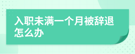 入职未满一个月被辞退怎么办