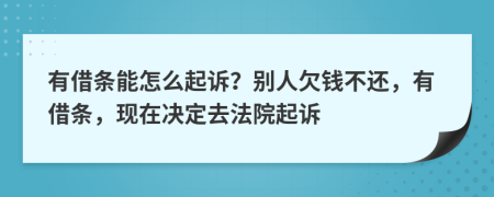 有借条能怎么起诉？别人欠钱不还，有借条，现在决定去法院起诉