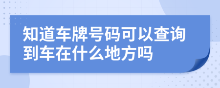 知道车牌号码可以查询到车在什么地方吗