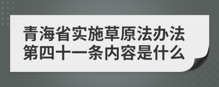 青海省实施草原法办法第四十一条内容是什么