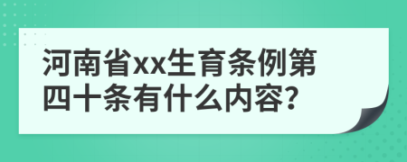 河南省xx生育条例第四十条有什么内容？