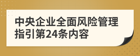 中央企业全面风险管理指引第24条内容