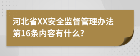 河北省XX安全监督管理办法第16条内容有什么?