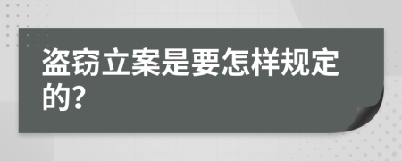 盗窃立案是要怎样规定的？