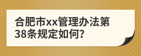 合肥市xx管理办法第38条规定如何？