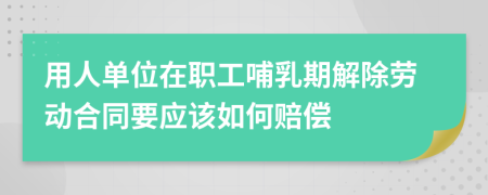 用人单位在职工哺乳期解除劳动合同要应该如何赔偿