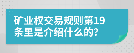 矿业权交易规则第19条里是介绍什么的？