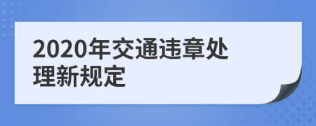 2020年交通违章处理新规定