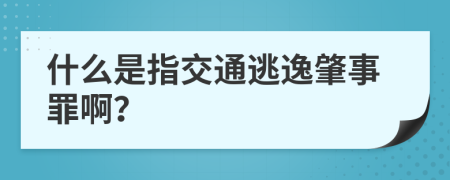 什么是指交通逃逸肇事罪啊？