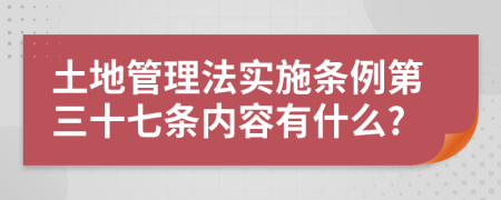 土地管理法实施条例第三十七条内容有什么?