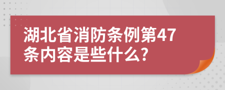 湖北省消防条例第47条内容是些什么?