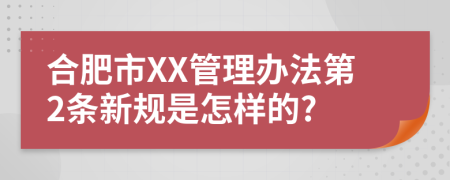 合肥市XX管理办法第2条新规是怎样的?