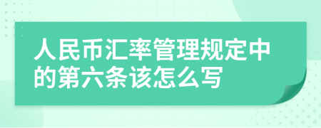 人民币汇率管理规定中的第六条该怎么写