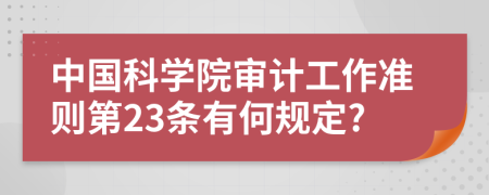 中国科学院审计工作准则第23条有何规定?