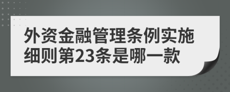 外资金融管理条例实施细则第23条是哪一款