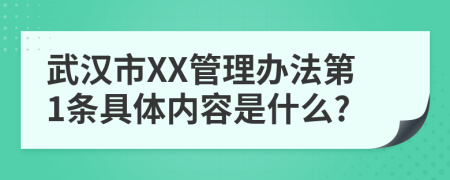 武汉市XX管理办法第1条具体内容是什么?