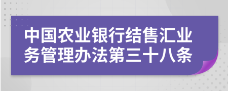 中国农业银行结售汇业务管理办法第三十八条