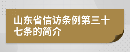 山东省信访条例第三十七条的简介