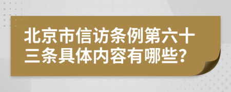 北京市信访条例第六十三条具体内容有哪些？