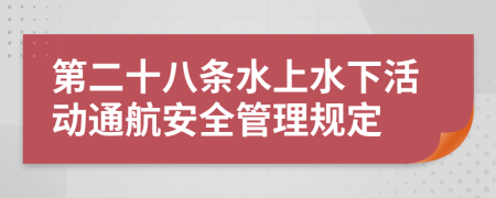 第二十八条水上水下活动通航安全管理规定