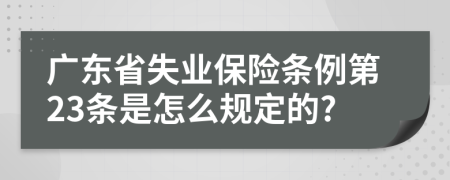 广东省失业保险条例第23条是怎么规定的?