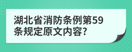 湖北省消防条例第59条规定原文内容?