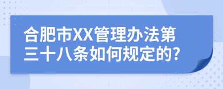 合肥市XX管理办法第三十八条如何规定的?