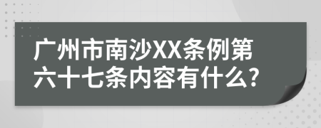 广州市南沙XX条例第六十七条内容有什么?