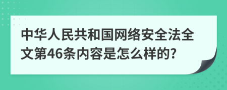 中华人民共和国网络安全法全文第46条内容是怎么样的?