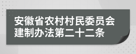 安徽省农村村民委员会建制办法第二十二条
