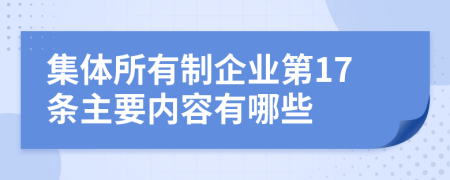 集体所有制企业第17条主要内容有哪些