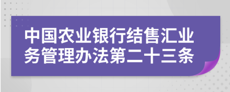 中国农业银行结售汇业务管理办法第二十三条