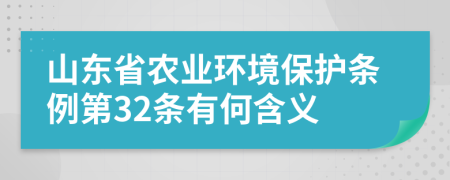 山东省农业环境保护条例第32条有何含义