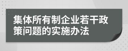 集体所有制企业若干政策问题的实施办法