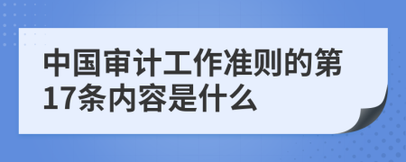 中国审计工作准则的第17条内容是什么