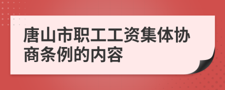 唐山市职工工资集体协商条例的内容