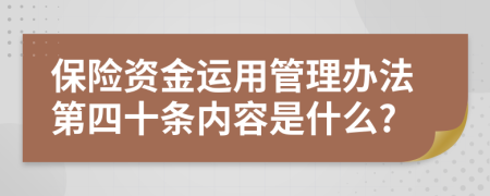 保险资金运用管理办法第四十条内容是什么?