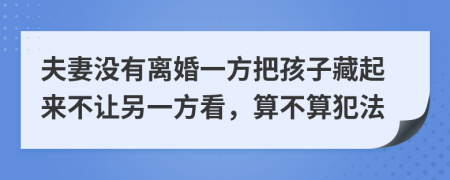 夫妻没有离婚一方把孩子藏起来不让另一方看，算不算犯法