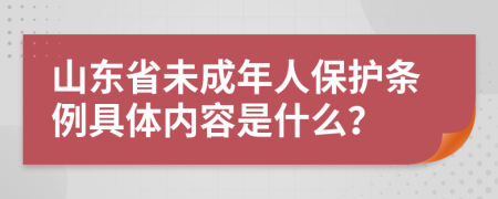 山东省未成年人保护条例具体内容是什么？