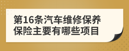 第16条汽车维修保养保险主要有哪些项目